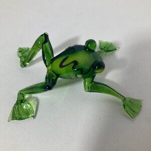 Art Glass Tree Frog Figurine Green 2.75 x 3.5"‎